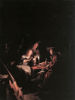 A Card-party by Candlelight by Gerrit Dou