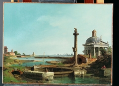 A Lock, a Column, and a Church beside a Lagoon by Canaletto