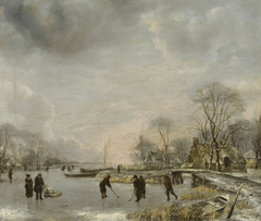 A View on a Canal in Winter by Jan van de Cappelle