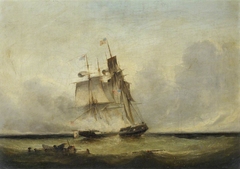 Action between USS 'Wasp' and HMS 'Reindeer', 28 June 1814 by Edwin Hayes