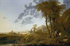 An Evening Landscape with Figures and Sheep by Aelbert Cuyp