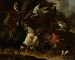 Birds in a park by Melchior d'Hondecoeter