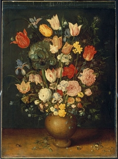 Bouquet of Flowers in a Clay Vase by Anonymous