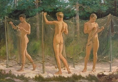 Boys Gathering a Fishing Net by Venny Soldan-Brofeldt