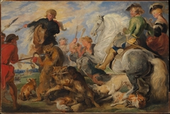 Copy after Rubens's "Wolf and Fox Hunt" by Edwin Henry Landseer