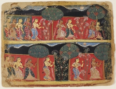 Cowherd women seek the God Krishna in the forest by Unknown Artist