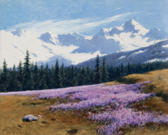 Crocuses with Snowy Mountains Behind by Stanisław Witkiewicz