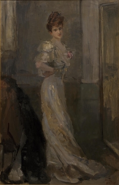 Dame in avondtoilet by Isaac Israels