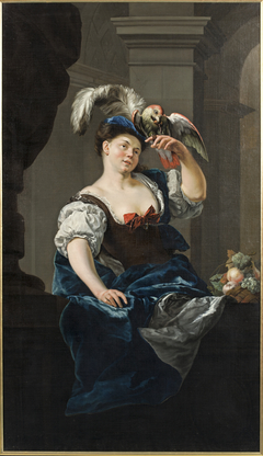 Dame met papegaai by Jan Abel Wassenbergh