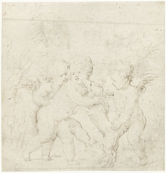 Drie putti met een hond by Anthony van Dyck