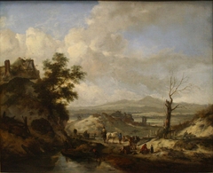 Dune landscape with travellers and wood gatherers by Philips Wouwerman