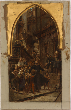 Esquisse pour l'église Saint-Merry : Saint François-Xavier parcourant les rues de Goa pour appeler les enfants et les esclaves au catéchisme by Pierre-Paul-Léon Glaize