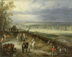 Extensive Landscape With Travellers on a Country Road by Jan Brueghel the Elder