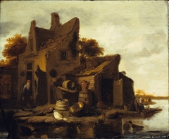 Farm House on Canal by Egbert van der Poel