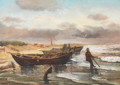 Fishermen and Boats at the Beach of Skagen by Carl Frederik Sørensen