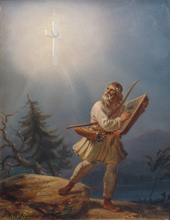 Fleeing Paganism; Väinämöinen Gives Way to the Power of the Cross by Robert Wilhelm Ekman