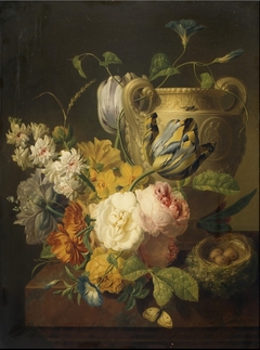 Flowers by a Stone Vase by Pieter Faes