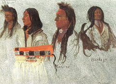 Four indians, sketch by Albert Bierstadt