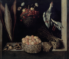 Fruit Dish with a Basket of Cherries and a Basket of Apricots by Anonymous