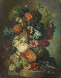 Fruit, Flowers and a Fish by Jan van Os