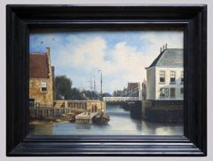 Gezicht op Noorderhaven te Harlingen by Hermanus Siderius