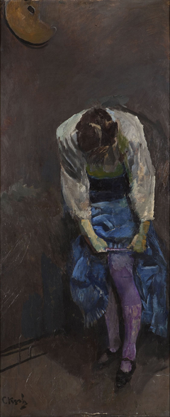 Girl who binds her garter by Christian Krohg