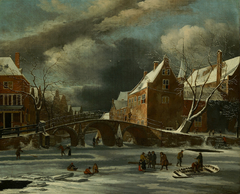 Het Spui en de Nieuwezijds Voorburgwal in de winter by Jan van Kessel