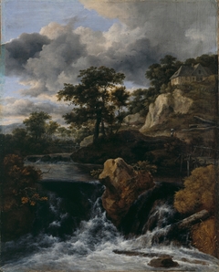 Hilly Landscape with Waterfall by Jacob van Ruisdael