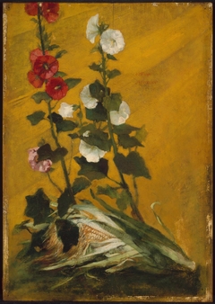 Hollyhocks and Corn (Decorative Panel) by John La Farge