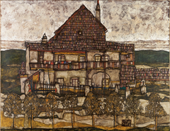 House with shingle roof by Egon Schiele