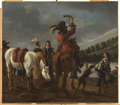 Hunters pausing by Jan Baptist Wolfaerts