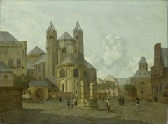 Imaginary Cityscape with Romanesque Church by Johannes Huibert Prins