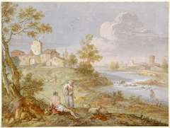 Italianate Landscape with River by Francesco Zuccarelli