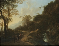 Italianate Landscape with Travellers crossing a Stream by Jan Both