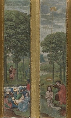 John the Baptist preaching and the Baptism of Christ by Simon Bening