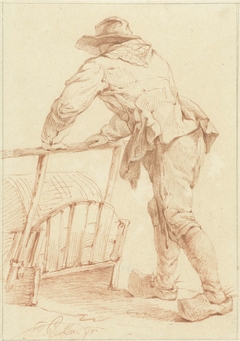 Jongen op klompen, duwend tegen een slee (?) by François Joseph Pfeiffer II