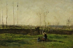 La famille du peintre en campagne by Charles-François Daubigny