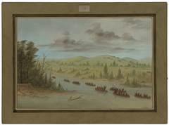 La Salle's Party Entering the Mississippi in Canoes.  February 6, 1682 by George Catlin