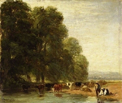 Landscape with cattle by a pool (1850) by David Cox