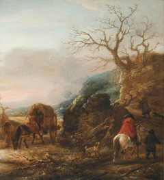 Landscape with Horseman and a Cart by Anonymous