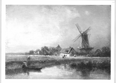 Landscape with mill by Constant Troyon