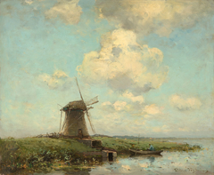 Landschap met molen by Willem Johannes Weissenbruch