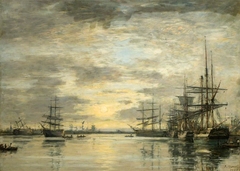 Le bassin de l'Eure au Havre by Eugène Louis Boudin