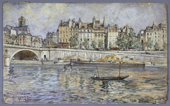 Le quai de l'Hôtel-de-Ville et le pont Louis-Philippe by Frédéric Anatole Houbron