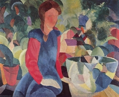 Mädchen mit Fischglas by August Macke