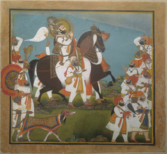 Maharana Bhim Singh and Retinue Embark on a Hunt by Chokha