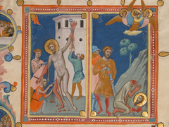 Manuscript Leaf with the Martyrdom of Saint Bartholomew, from a Laudario by Pacino di Buonaguida