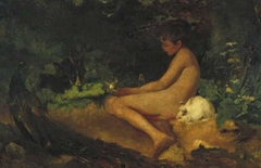 Naked Figure (Boy) in a Forest by Jan de Jong