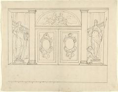 Ontwerp voor de decoratie van een door pilasters gelede wand met dubbele deur by Unknown Artist