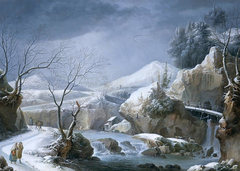 Paysage de neige avec torrent et cascade by Francesco Foschi